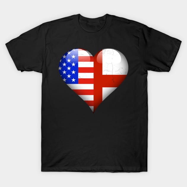 Half American Half English - Gift for English From England T-Shirt by Country Flags